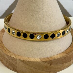 Kate Spade Gold Black & Crystal Bangle Bracelet